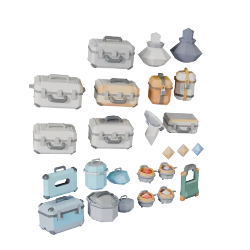 Travel Ammo Case Low Poly 3D model, game viewport three-quarter view, showing plastic, usable openings.
