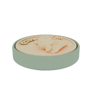 3D model of a round cheese press mold with goat relief and "Goat Cheese" inscription