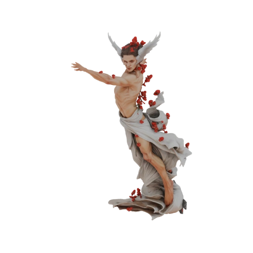 Winged Angel with Roses Sculpture