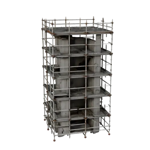 Roadwork Scaffold Tower High Poly 3D model, close-up studio render, showing concrete, site-ready silhouettes.