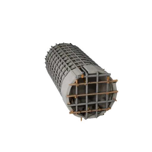 Roadwork Rebar Bundle 3D model, side profile view, technical viewport render, showing concrete, site-ready silhouettes.