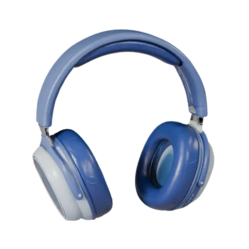 Wireless Headphones 3D model, three-quarter front view, Unity viewport, showing soft ear pads, wearable scale.