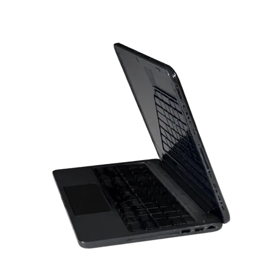 Business Tablet Computer High Poly 3D model, close-up studio render, showing brushed metal, open lid angle.