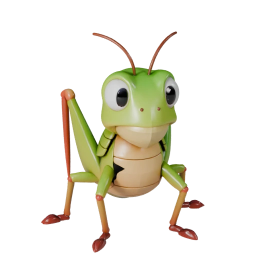 Modello 3D Cavalletta Cartone Animato - Asset Stilizzato per Animazione