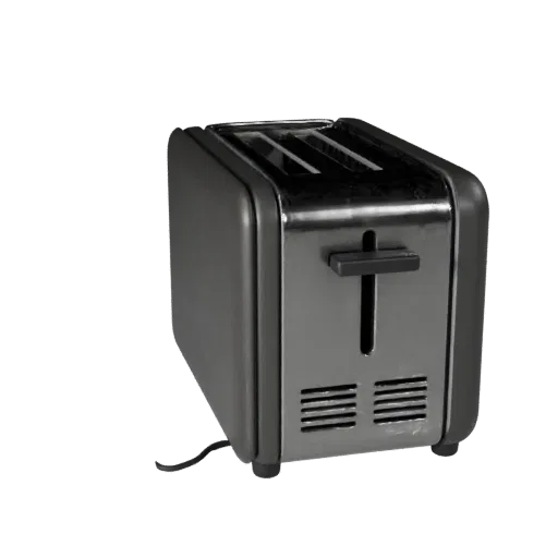 Smart Toaster 3D model, dining room, three-quarter front view, Unreal Engine viewport, plastic detail.
