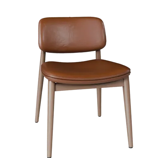 Modèle 3D Fauteuil Moderne Accent, intérieur maison, rendu studio trois-quarts, détail bois.