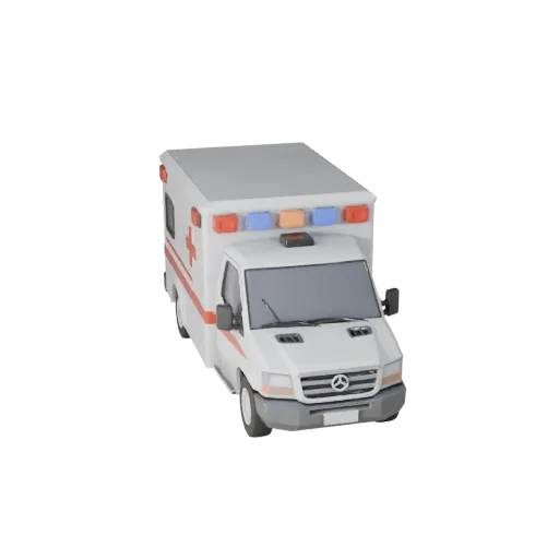 Low Poly Ambulance 3D Model for Unity & Unreal PBR Asset