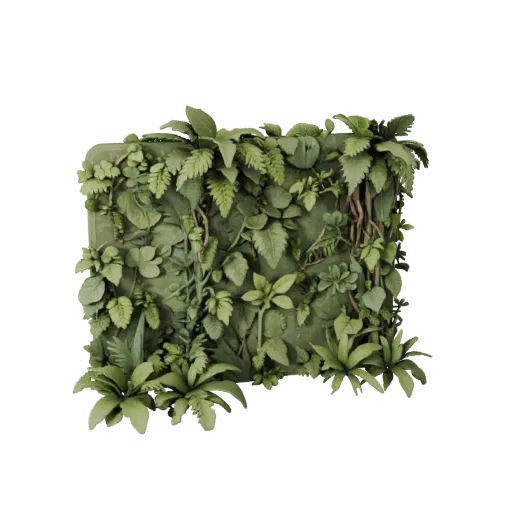 Jungle Vine Wall Stylized 3D model, stylized isometric environment render, showing leaf clusters, terrain detail.