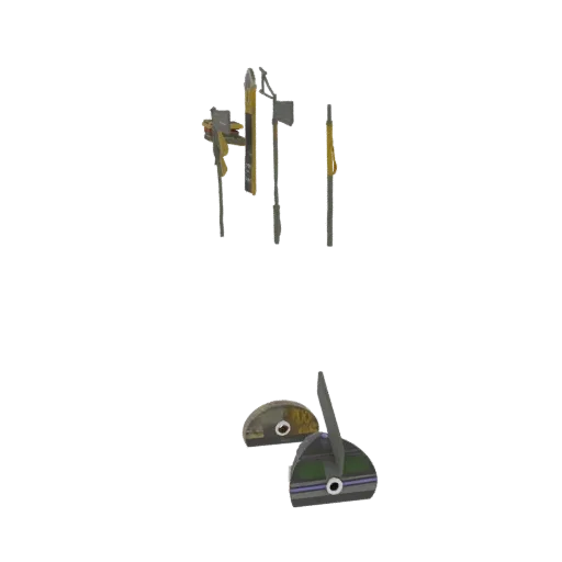 3D render of a steampunk mechanical assembly featuring multiple articulated arms and interlocking gears against a black backg