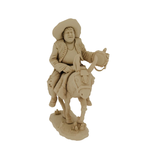 Mann mit Tamburin auf Esel Figur