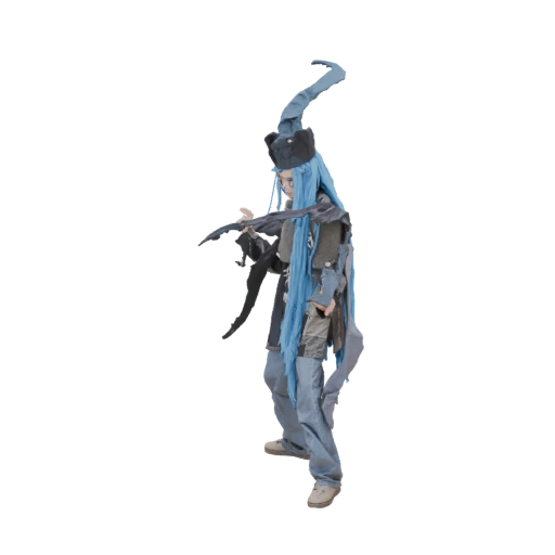 Fantasy Character with Blue Hair and Tall Hat