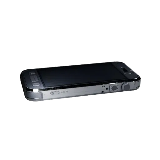 Rugged Gaming Phone Realistic 3D model, three-quarter studio render, showing glass screens, thin device proportions.