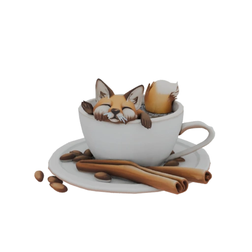 Cozy Fox in a Coffee Cup Miniature