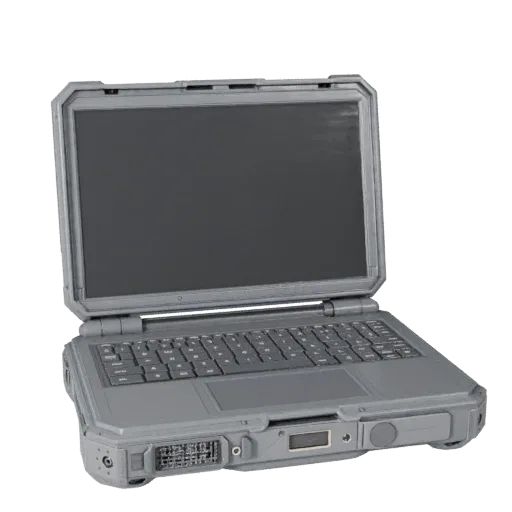 Rugged Portable Workstation 3D model, three-quarter front view, AR viewer studio render, showing detail and scale.