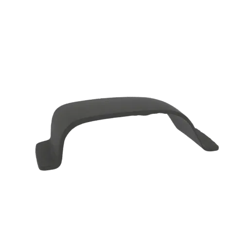 3D render of a dark grey curved archway, showcasing its smooth, minimalist design and elegant form.