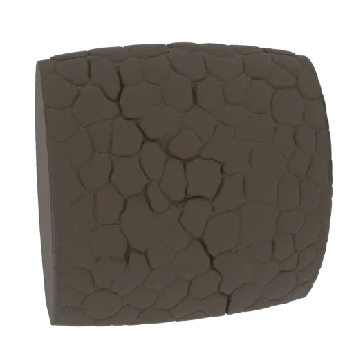 3D render of a barrel with a detailed cracked earth texture, isolated on a white background.