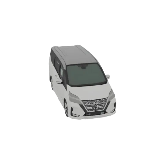 Top-down angled view of a white Nissan Serena e-POWER MPV 3D model on a white background.