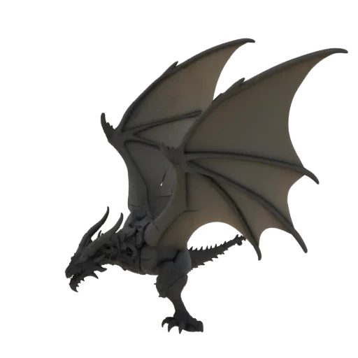 Figurine STL Dragon Ancien Boss Dark Fantasy Ailes Déployées, rendu trois-quarts sur table, figurine de boss imprimable en ré