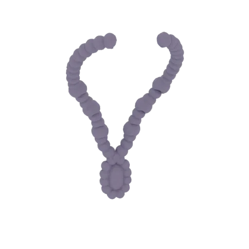 3D model of a light purple beaded necklace with an oval pendant, displayed against a black background.