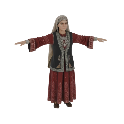 Traditional Woman in Red Dress 3D Model