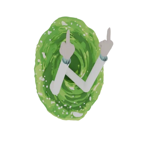 3D model of Rick Sanchez's portal with his arms emerging and giving the middle finger gesture.