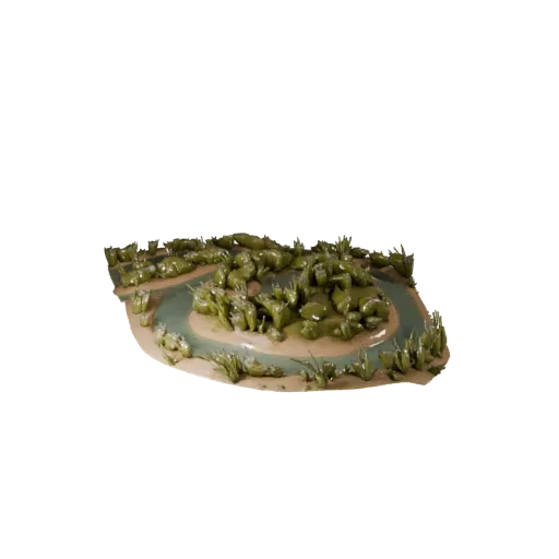 Marsh Creek Bend Modular 3D model, isometric modular kit view, showing wet stone, mud shelves.