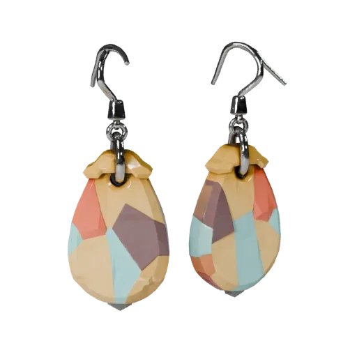 Stud Drop Earrings game ready 3D model, side view studio render, with calibrated earring silhouette and material reads.