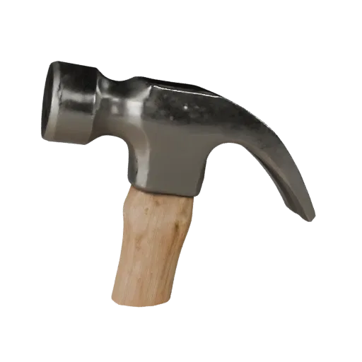 Clean Hammer Realistic 3D model, three-quarter studio render, showing painted metal, functional silhouettes.