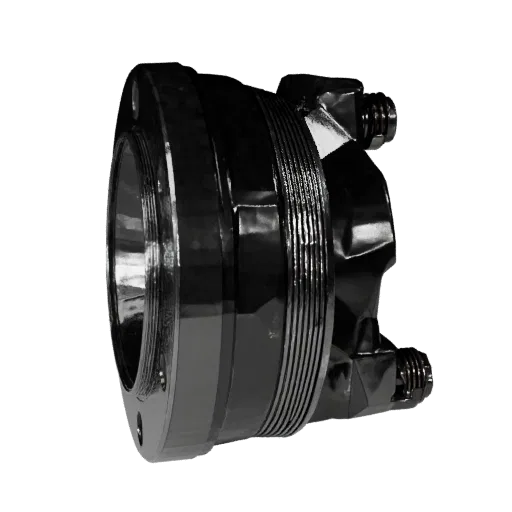Cast Metal Pipe Flange Stylized 3D model, stylized isometric render, showing machined metal, precise part geometry.