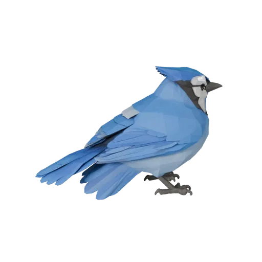 Low Poly Blue Jay 3D Model - Unity Game Asset with FBX | PBR