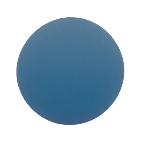 A smooth, matte blue sphere rendered in 3D, isolated on a white background.