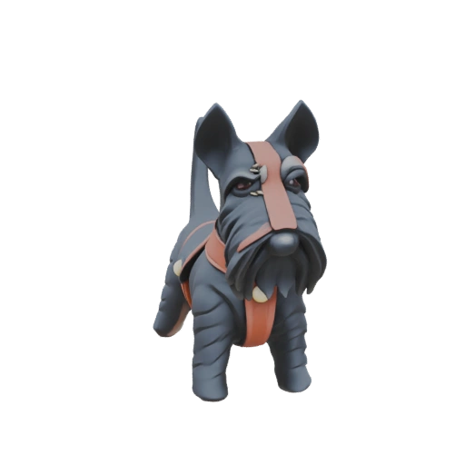 Scottish Terrier with Harness 3D Model