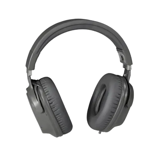 Retro Headphones Realistic 3D model, three-quarter studio render, showing soft ear pads, wearable scale.