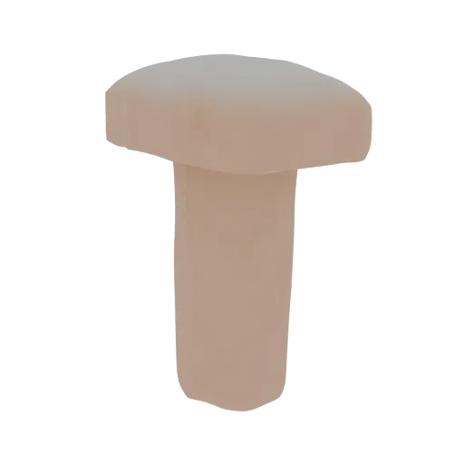 A 3D render of a T-shaped mushroom knob with a rounded cap and cylindrical stem, presented in a light, matte finish.