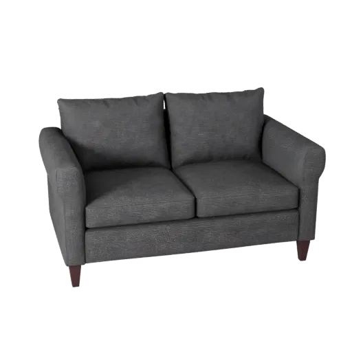 Compact Sofa 3D model, living room, three-quarter front view, Unity viewport, woven fabric detail.