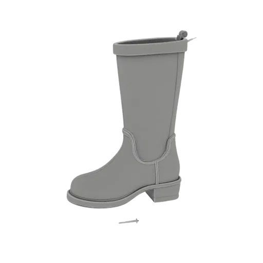 3D model of a gray women's boot for Blythe doll, front view