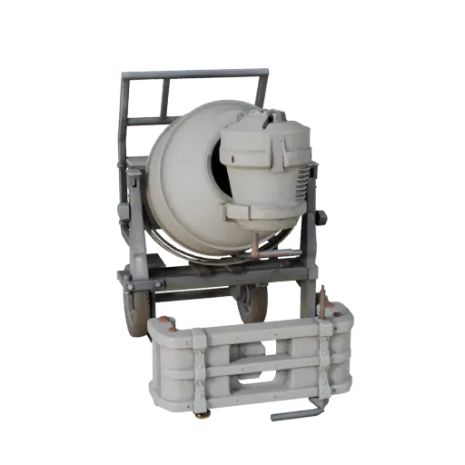 Heavy Duty Concrete Mixer Modular 3D model, isometric modular kit view, showing concrete, site-ready silhouettes.