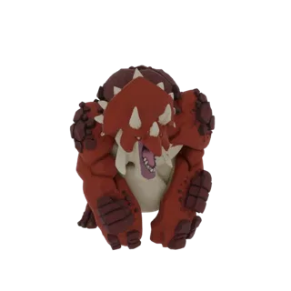3D model of a ferocious, roaring Triceratops monster with a muscular build and sharp horns, presented against a white backgro