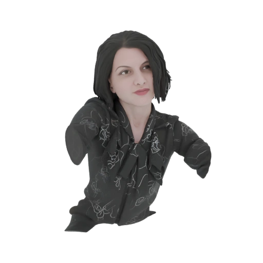 Woman in Black Floral Blouse
