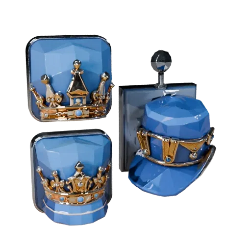 Square Formal Button game ready 3D model, isometric studio render, showing cufflink silhouette and surface contrast.