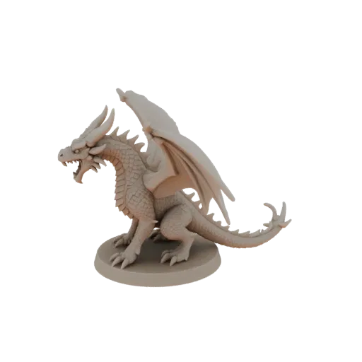 Figurine STL Dragon Archer Fantastique, rendu trois-quarts sur table, miniature de boss imprimable en résine avec pose rugiss