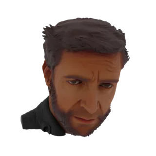 Render 3D del busto della testa di Wolverine, che mostra la sua espressione intensa e i dettagli del viso.