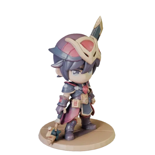 Chibi Figurine STL printable 3D model preview showing pose, three-quarter display angle and surface detail