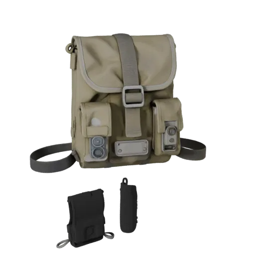 Urban Utility Pouch Realistic 3D model, three-quarter studio render, showing canvas, packable silhouettes.