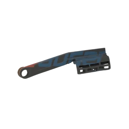 Modello 3D di un supporto arma mimetico con motivo blu e grigio, con braccio e base scanalata.