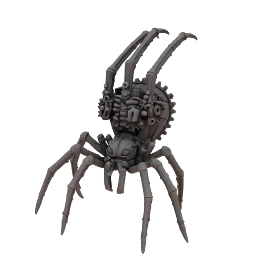 Dunkle Fantasy Spinnenfeind Rush Miniatur STL, Drei-Viertel-Tabletop-Rendering, harzdruckbare Feind-Miniatur mit schwarzer Ke