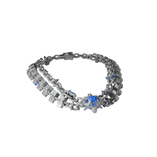 Layered Collar Necklace game ready 3D model, side view studio render, showing necklace silhouette and surface contrast.