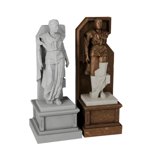 Marble Abstract Sculpture low poly 3D model preview showing silhouette, three-quarter game view