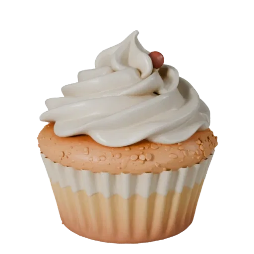 Mini Cupcake Realistic 3D model, three-quarter studio render, showing cream, sweet food silhouette.