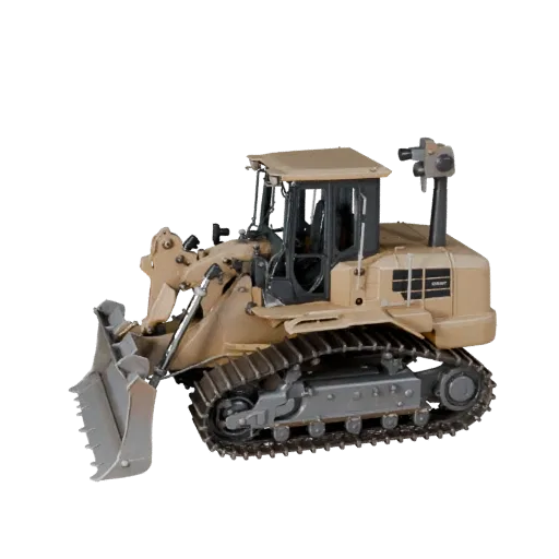 Roadwork Bulldozer Realistic 3D model, three-quarter studio render, showing painted steel, large mechanical silhouettes.